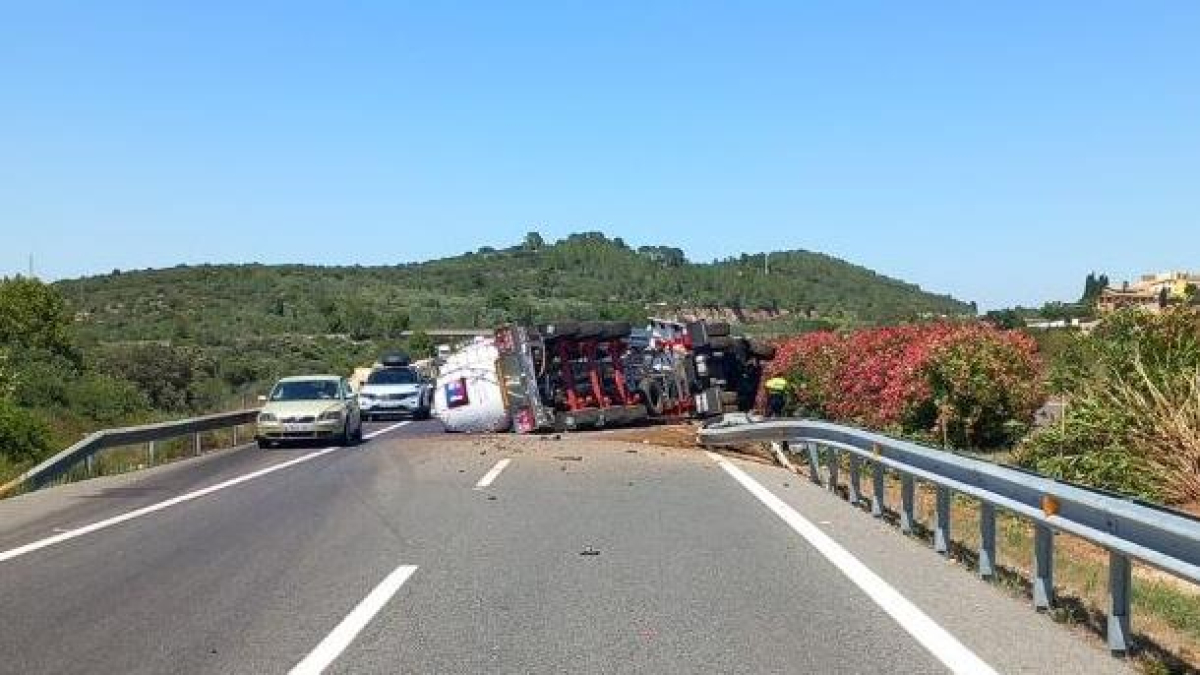 Imatge del camió accidentat
