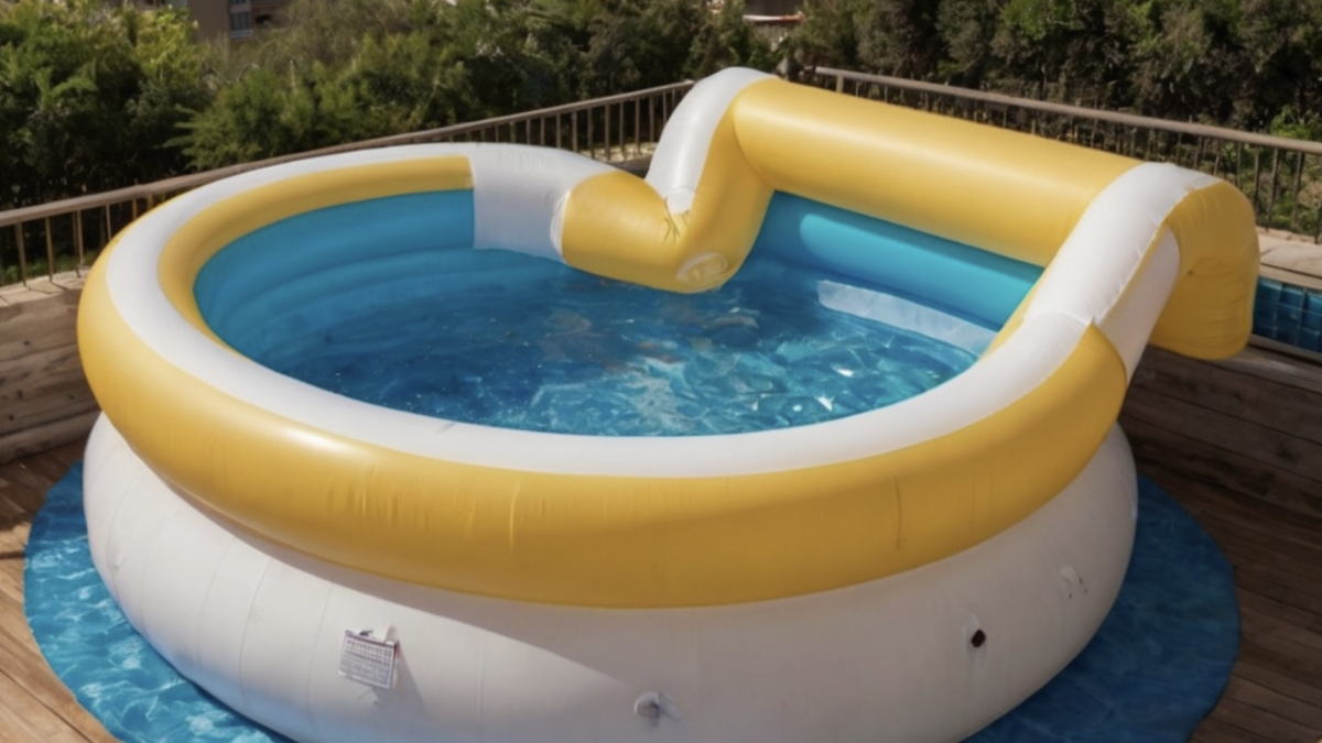 Imagen de una piscina en un terrado.