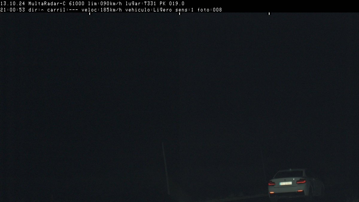 Imagen captada por el radar del coche que circulaba a 185 km/h en Tortosa