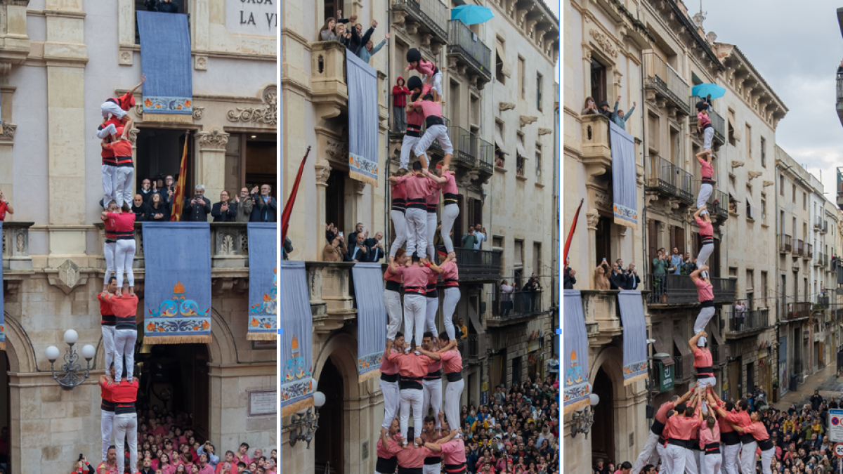 2de8sf de la Colla Joves Xiquets de Valls i el 4de9sf i el Pde8fm de la Colla Vella dels Xiquets de Valls