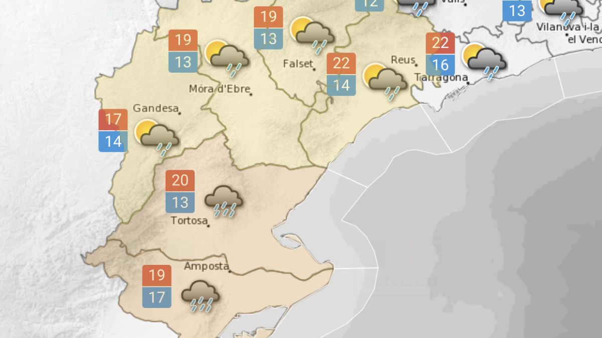 Mapa amb els avisos taronja i groc.
