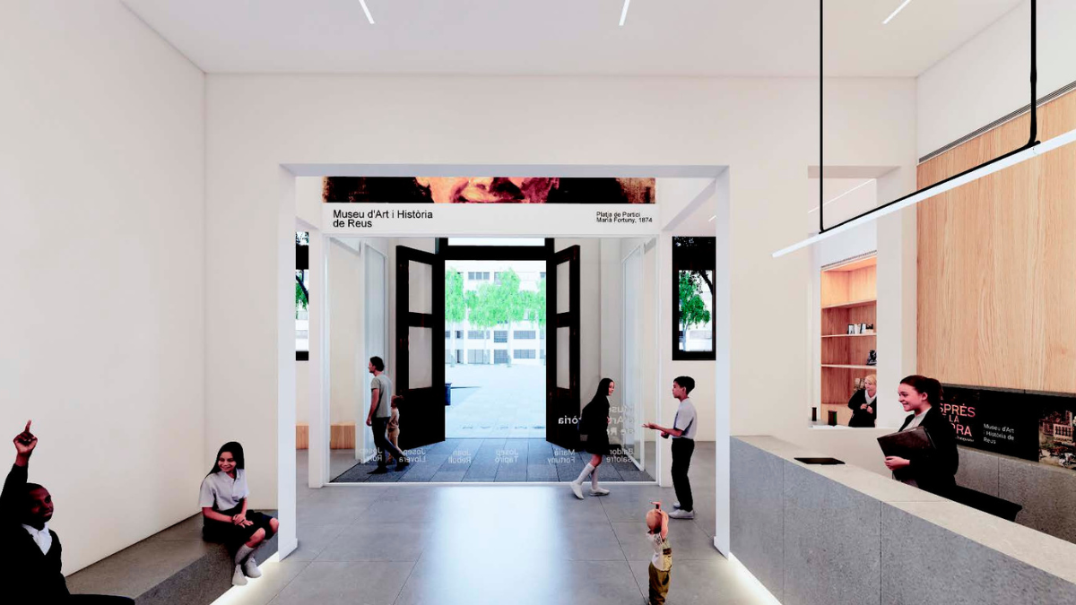 Render de com quedarà el vestíbul del Museu d'Art i Història de Reus quan s'executi la reforma de l'equipament cultural.