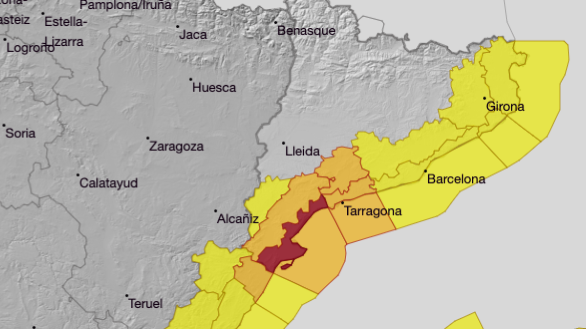 L'AEMET ha elevat a vermell l'alerta per l'arribada de la DANA a Tarragona.