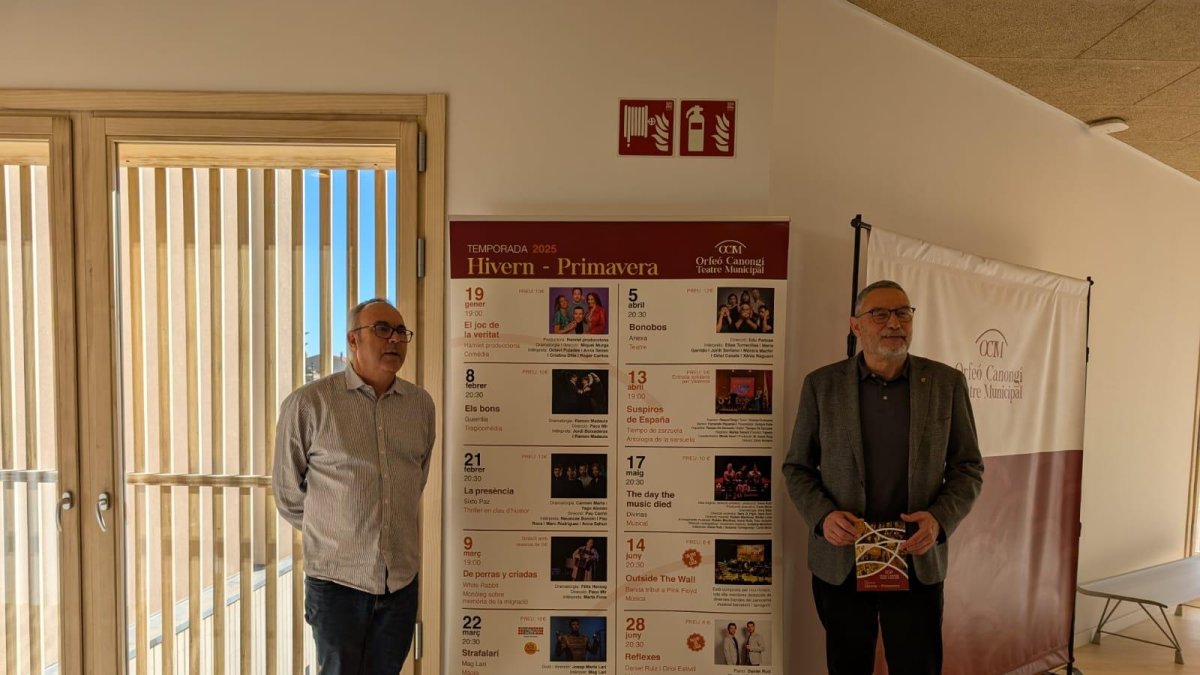 El concejal de Cultura, Salvador Ferré y el técnico de cultura, Felicià Cañellas, presentando la nueva temporada.