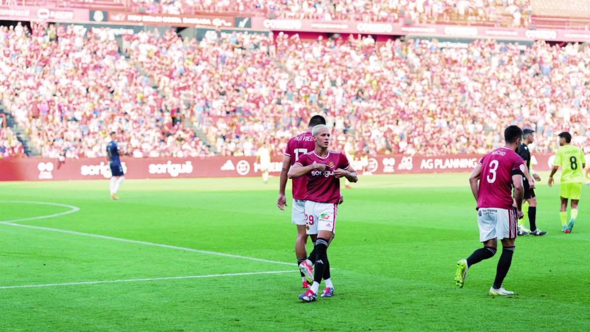 El davanter canari Alan Godoy la darrera temporada en la seva etapa al Nàstic de Tarragona.