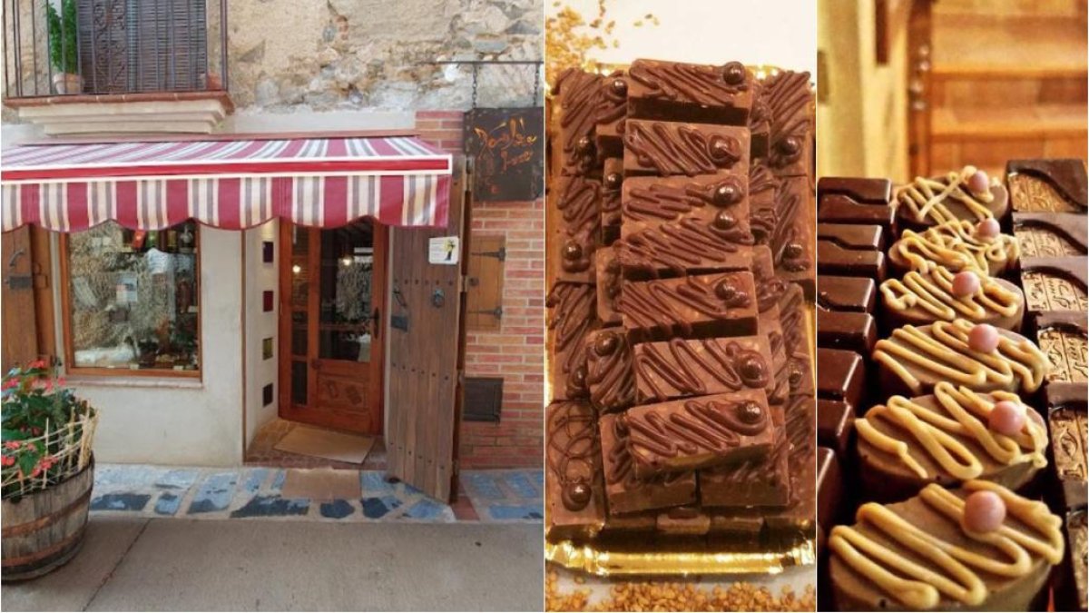 Imatge de la botiga Xocoleda 9 Onze i alguns dels seus productes.