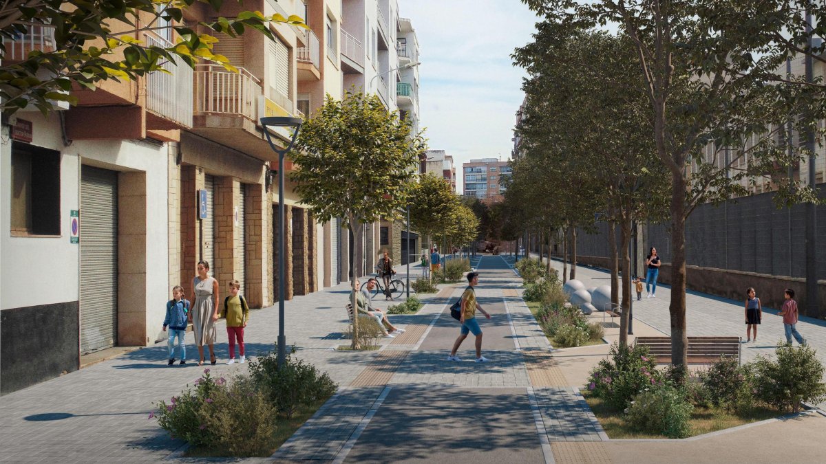 Imagen digital de cómo será la calle Doctor Ferran a la altura de la Escuela General Prim.