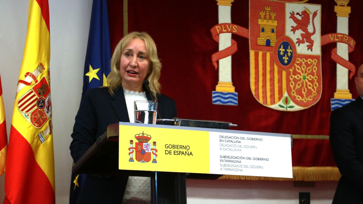 La nova subdelegada de Tarragona, Elisabet Romero, durant la seva intervenció durant l'acte de possessió del seu càrrec.