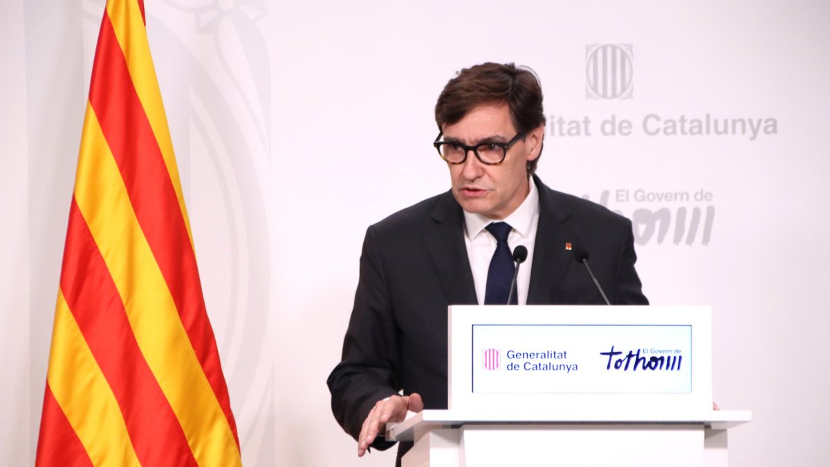 El president de la Generalitat, Salvador Illa, en roda de premsa.