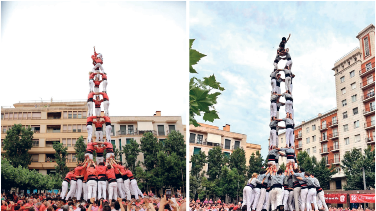 El 3de9f de la Joves i el 4de9f dels Castellers de Sants al Pati, estrenes del cap de setmana