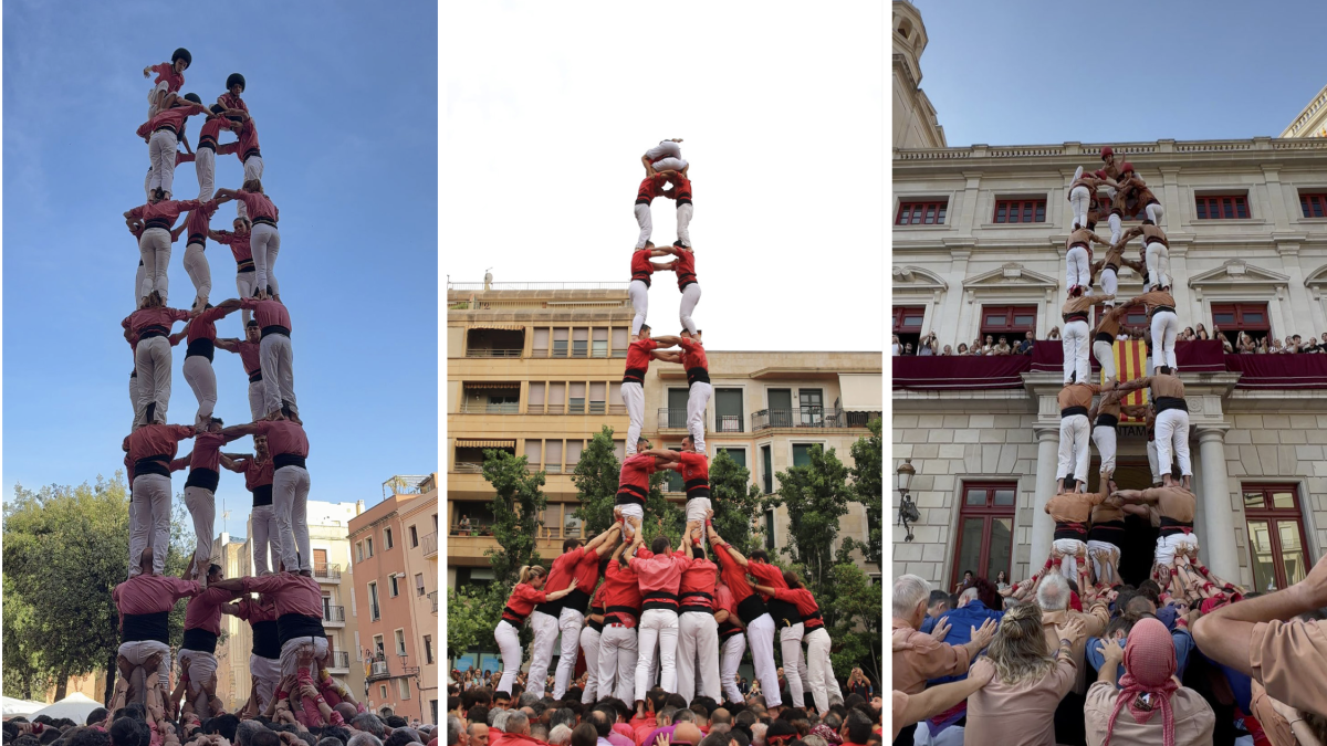 5de8 i 2de8f de la Colla Vella i la Joves de Valls a Tarragona i el Pati, respectivament. Primer 5de8 de la temporada dels Xiquets de Reus