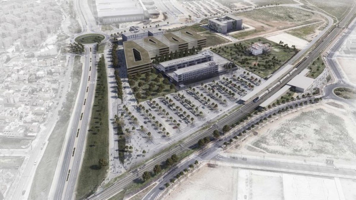 Imatge virtual de com seria la nova facultat al campus Bellissens segons l’estudi previ.