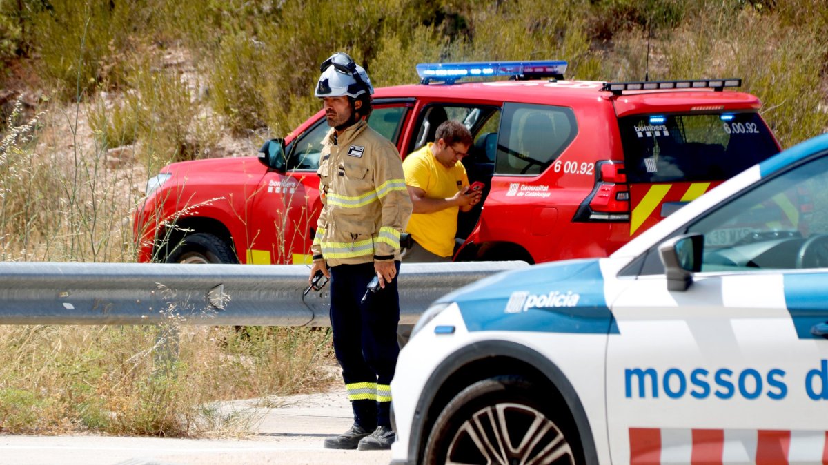 Varios cuerpos de emergencias trabajan en el incendio forestal de Paüls.