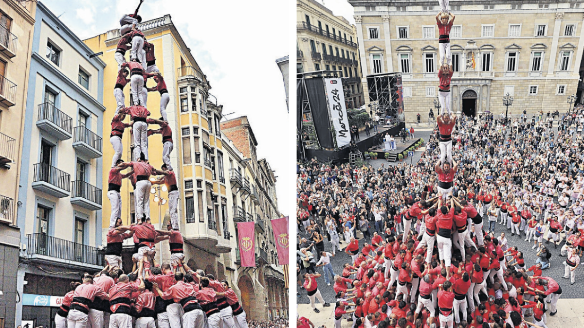 5de9f de la Colla Vella a Lleida per Sant Miquel 2017 i Pde8fm de la Joves de Valls a Barcelona per la Mercè 2024.