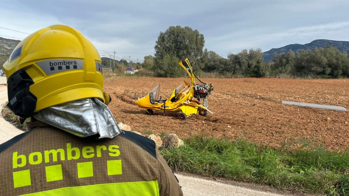 Imagen del autogiro accidentado en Ulldecona