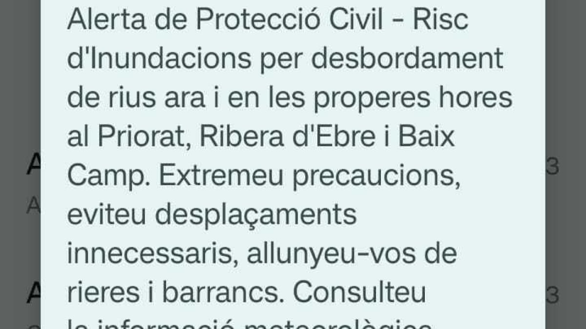 Imatge d'un ES-Alert rebut.