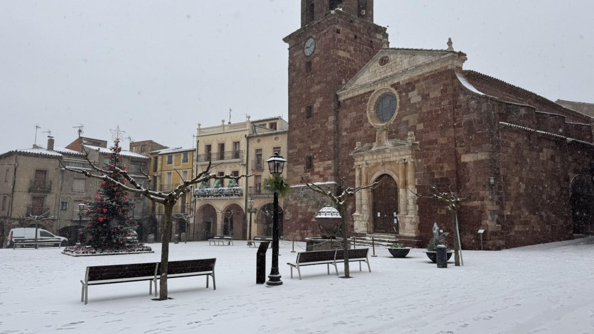 Imatge del municipi de Prades nevat.