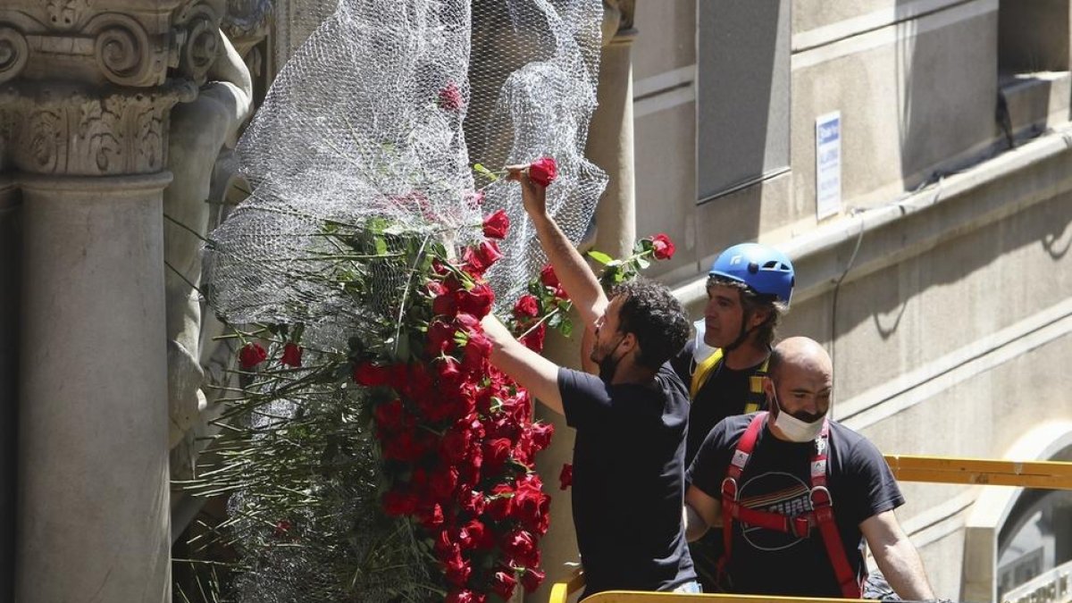 Rosas naturales decoran las fachadas de Reus
