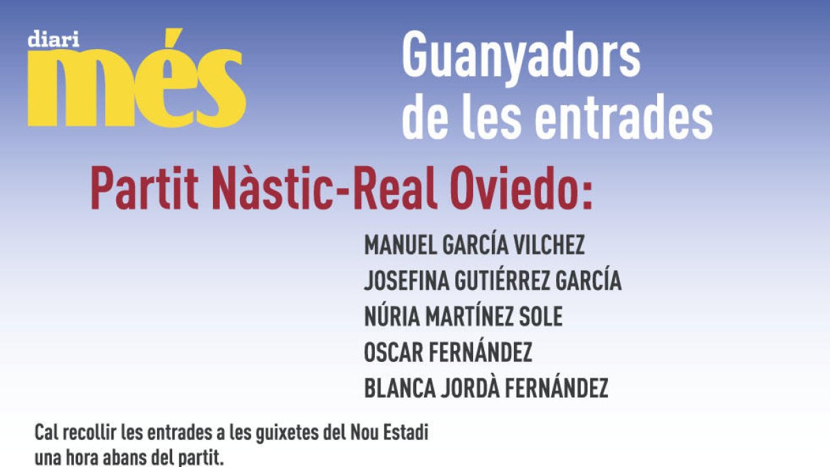 Consulta els guanyadors de les entrades pel Nàstic - Oviedo
