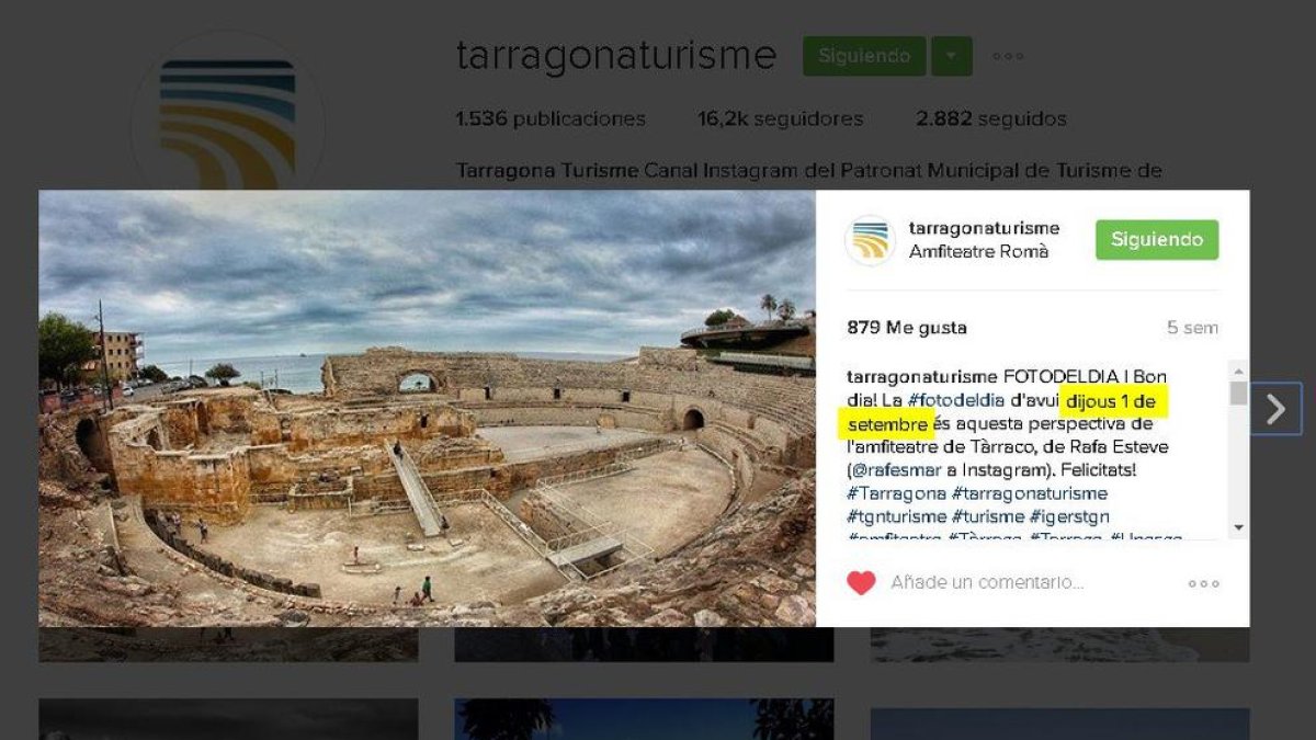 La inactividad de Tarragona Turisme a Instagram genera quejas