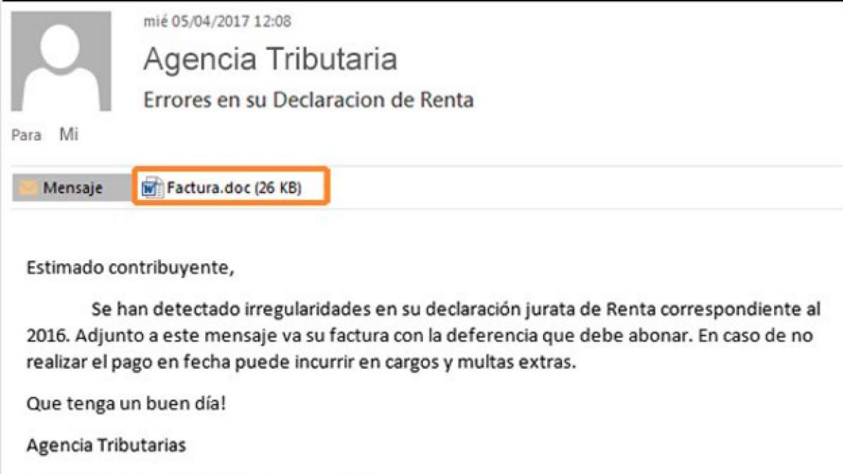 Alerten de correus que suplanten l'Agència Tributària per introduir un virus a l'ordinador