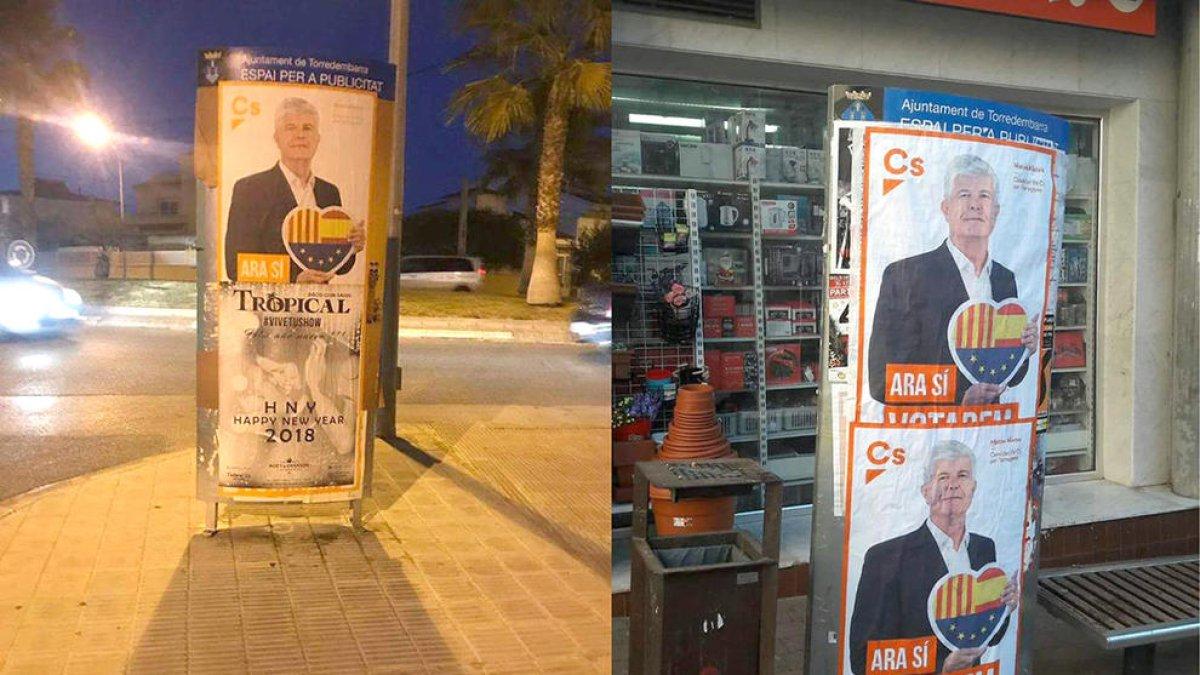 Cs denuncia que a Torredembarra els han falsificat cartells per penjar-los a indrets prohibits