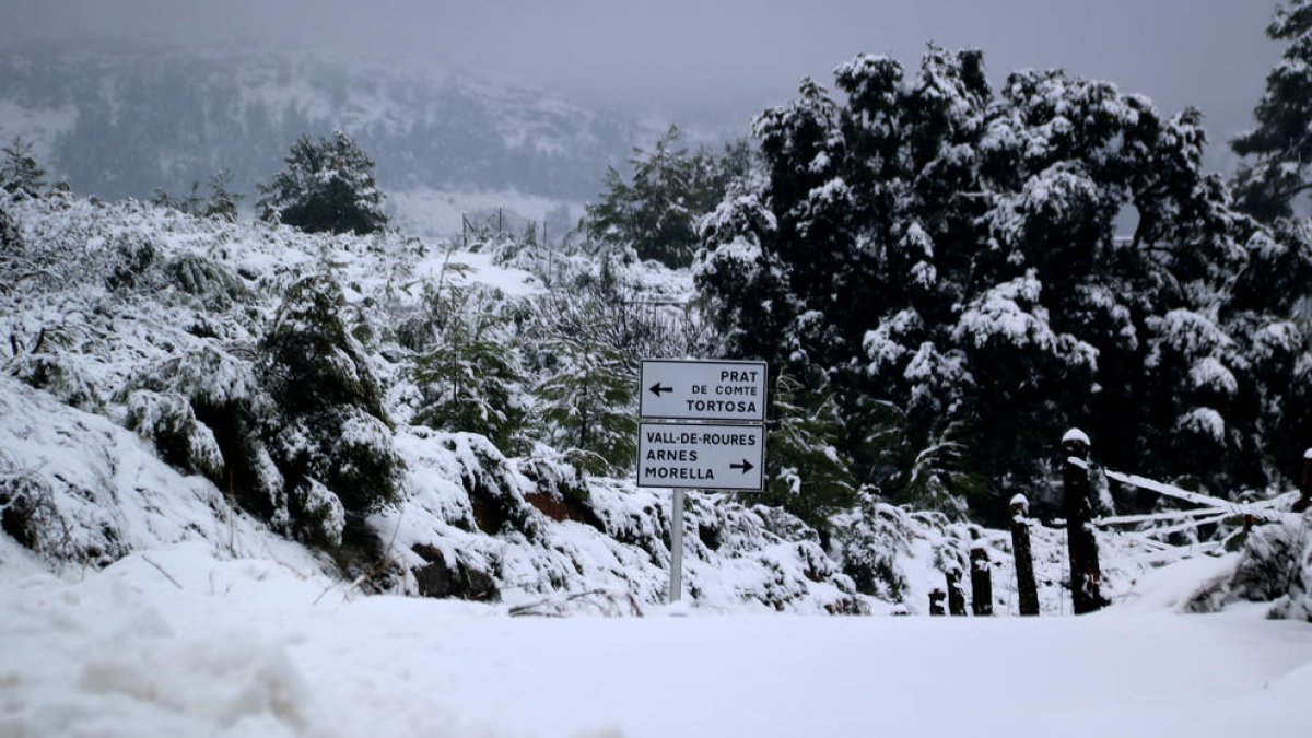 Imatge d'arxiu d'un episodi de neu a les Terres de l'Ebre.