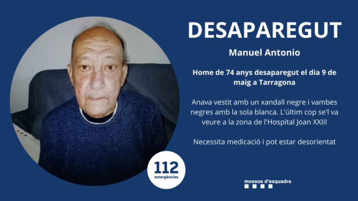 Busquen un home desaparegut ahir a Tarragona