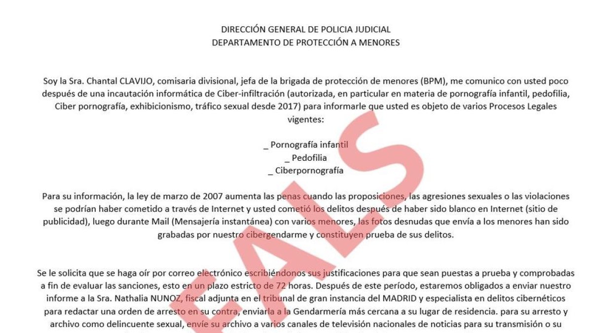 Alertan de una estafa en la que aseguran que te están investigando por delitos relacionados con menores