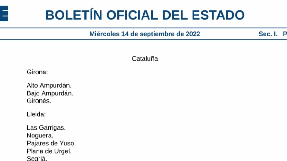 La mala traducción de los topónimos de varias comarcas catalanas en el BOE se hace viral en las redes