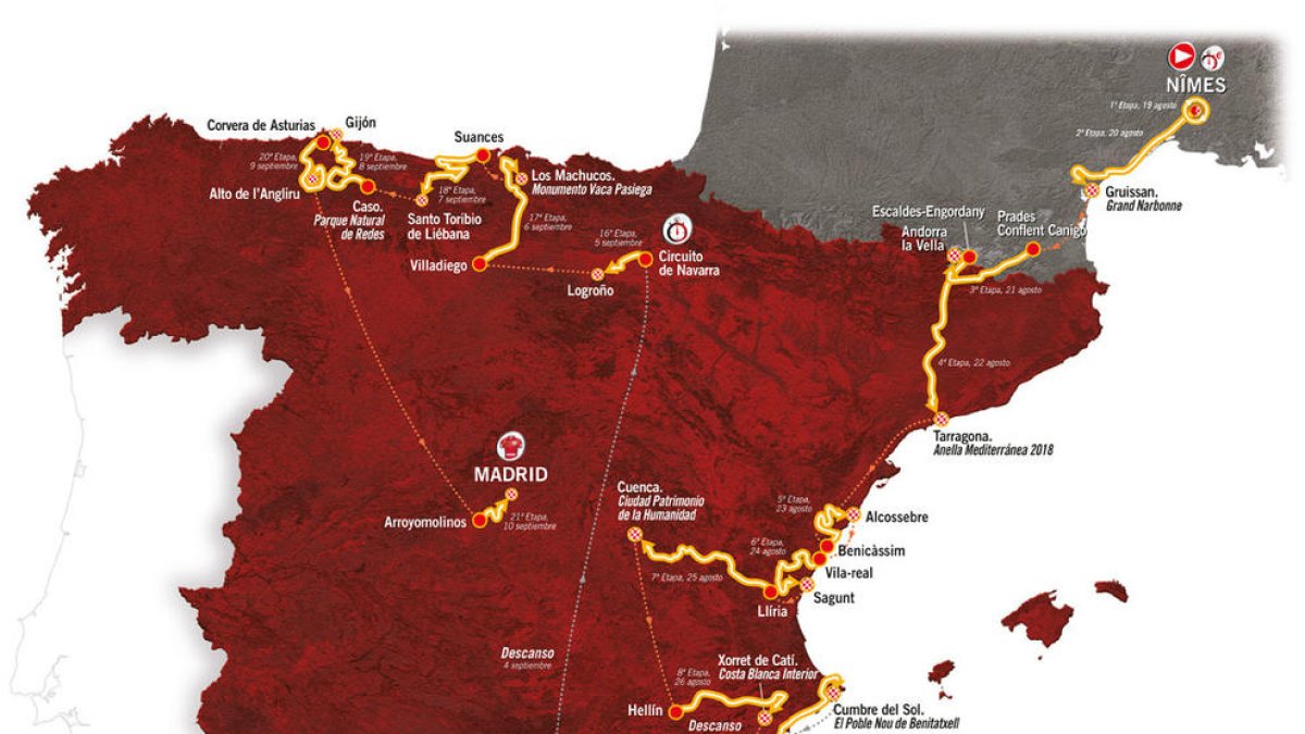 La Vuelta 2017 començarà França i tindrà un final d'etapa a Tarragona