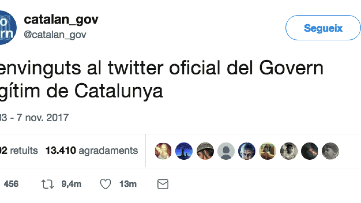 El Govern de Puigdemont posa en marxa un compte de Twitter oficial