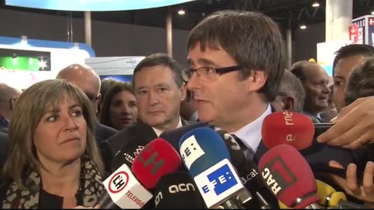 El presidente Puigdemont durante las declaraciones de este martes.
