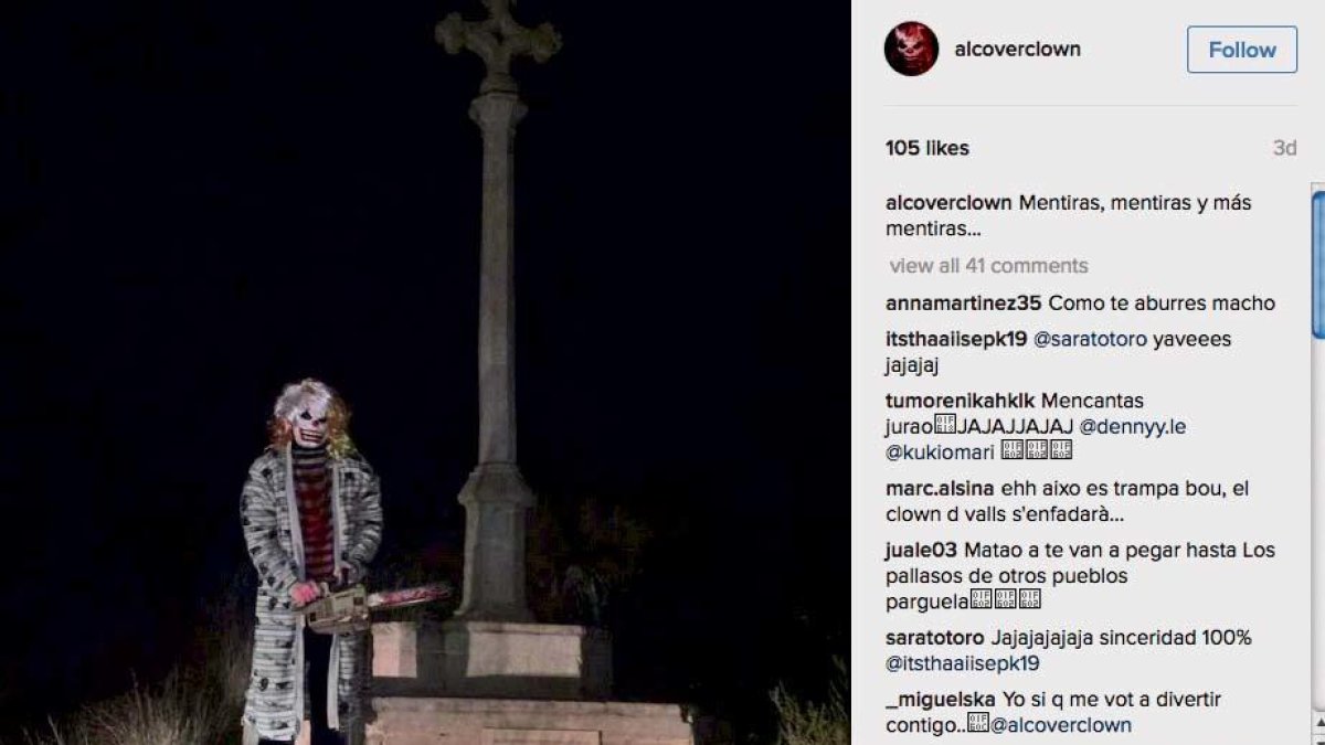 El fenómeno del «payaso maléfico» llega a Vila-seca, Salou y Alcover