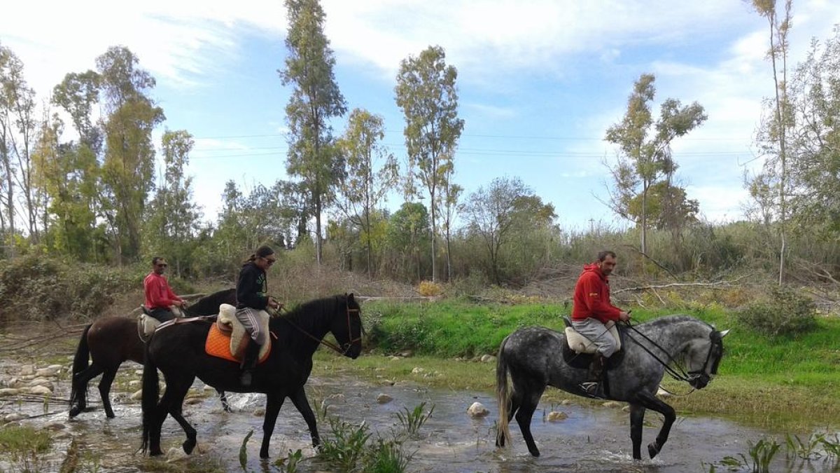 Genets i cavalls recorren el riu Francolí al seu pas per Tarragona