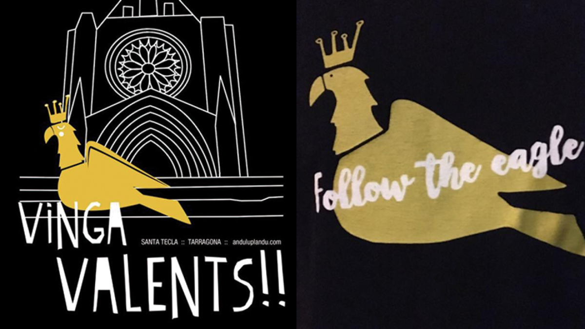 A la izquierda, el diseño de Anduluplandu. A la derecha, el dibujo de la camiseta.