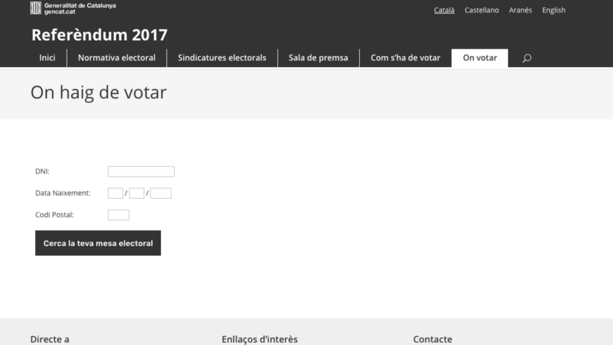 Crean una web con información falsa sobre dónde votar el 1-O