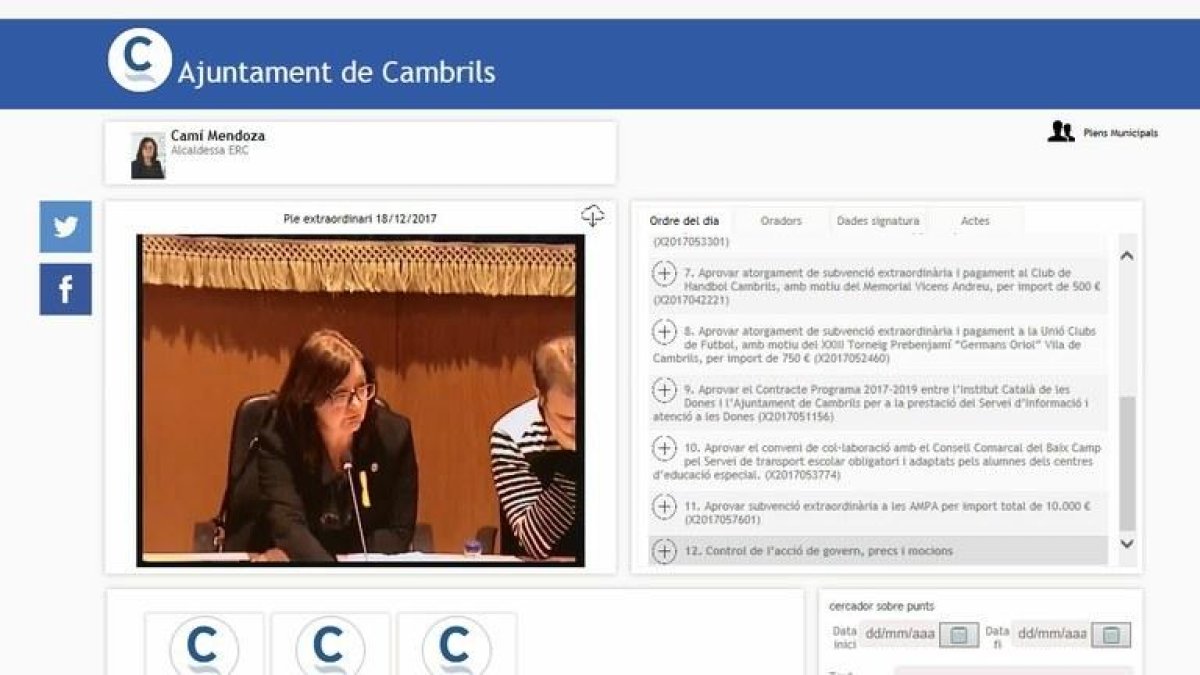Los Plenos del Ayuntamiento de Cambrils se podrán visualizar con el sistema 'videoacta'