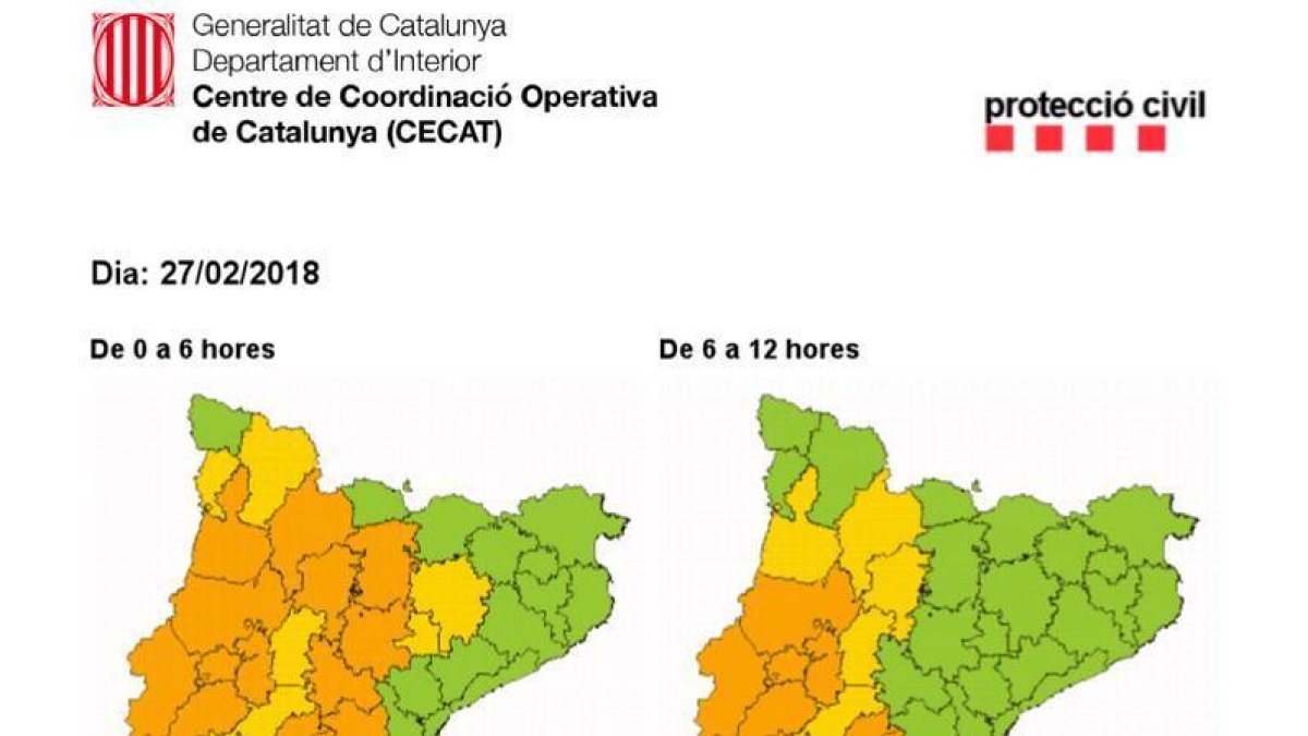 Protecció Civil alerta d'un episodi de neu «sever» i generalitzat a tot el territori a partir de dimarts al vespre