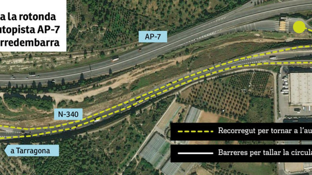 'Escapcen' la rotonda de Torredembarra per intentar evitar el col·lapse de camions que accedeixen a l'AP-7