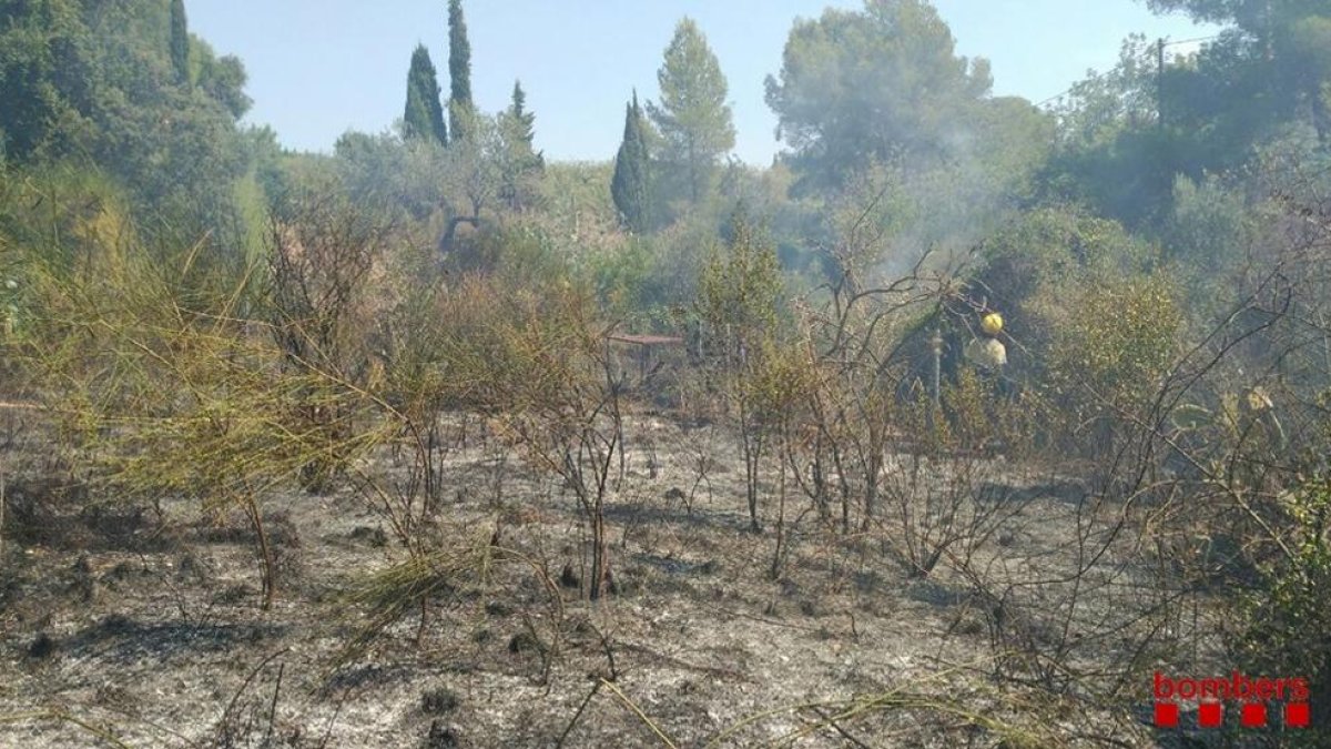 Queman 300 metros cuadrados cerca de la carretera de Picamoixons en Valls