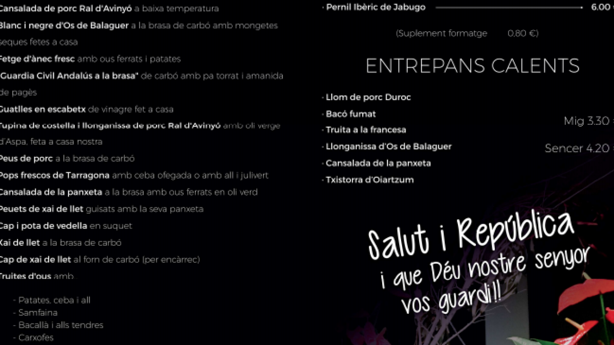 Un restaurante de Lérida ofrece 'Guardia civil Andaluz a la brasa' a su menú