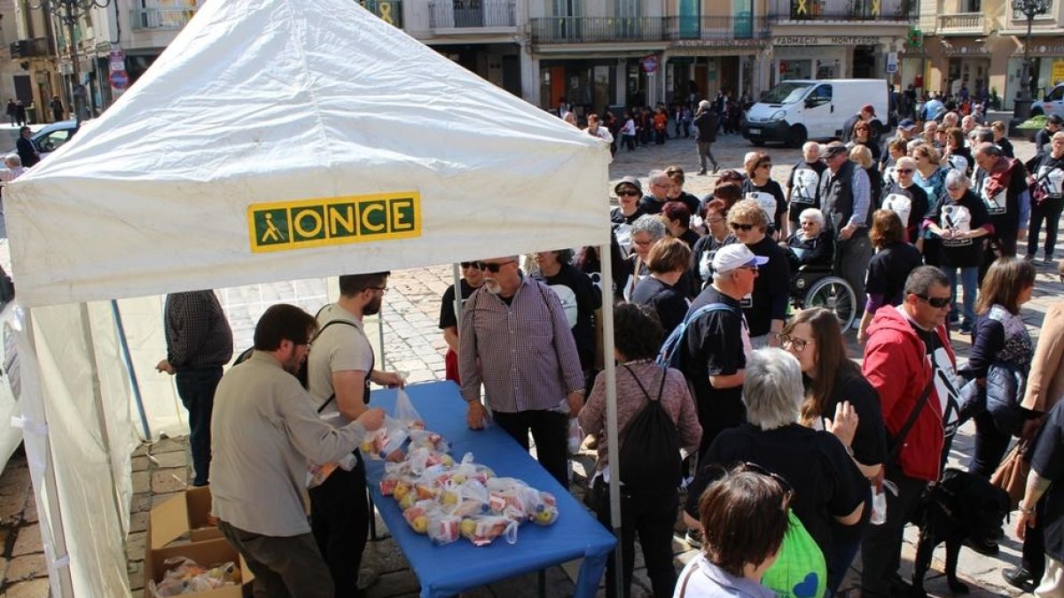 Unes cent persones participen a la caminada solidària de l'ICS i la ONCE