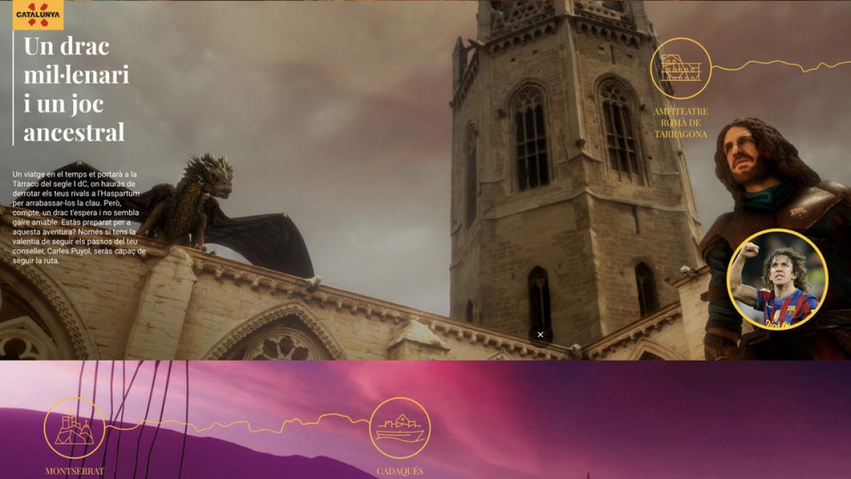 Carles Puyol acompanya els viatgers per Tarraco en un joc virtual creat per Turisme de Catalunya