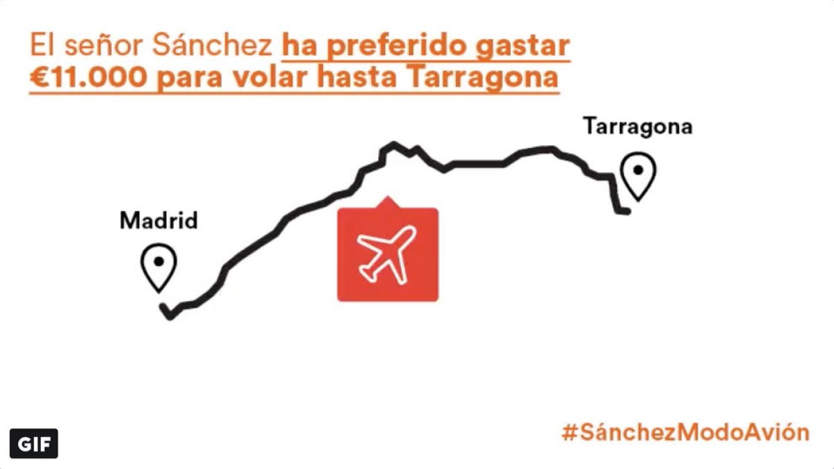 Ciudadanos critica que Pedro Sánchez viajara a Tarragona en avión en lugar de utilizar el AVE