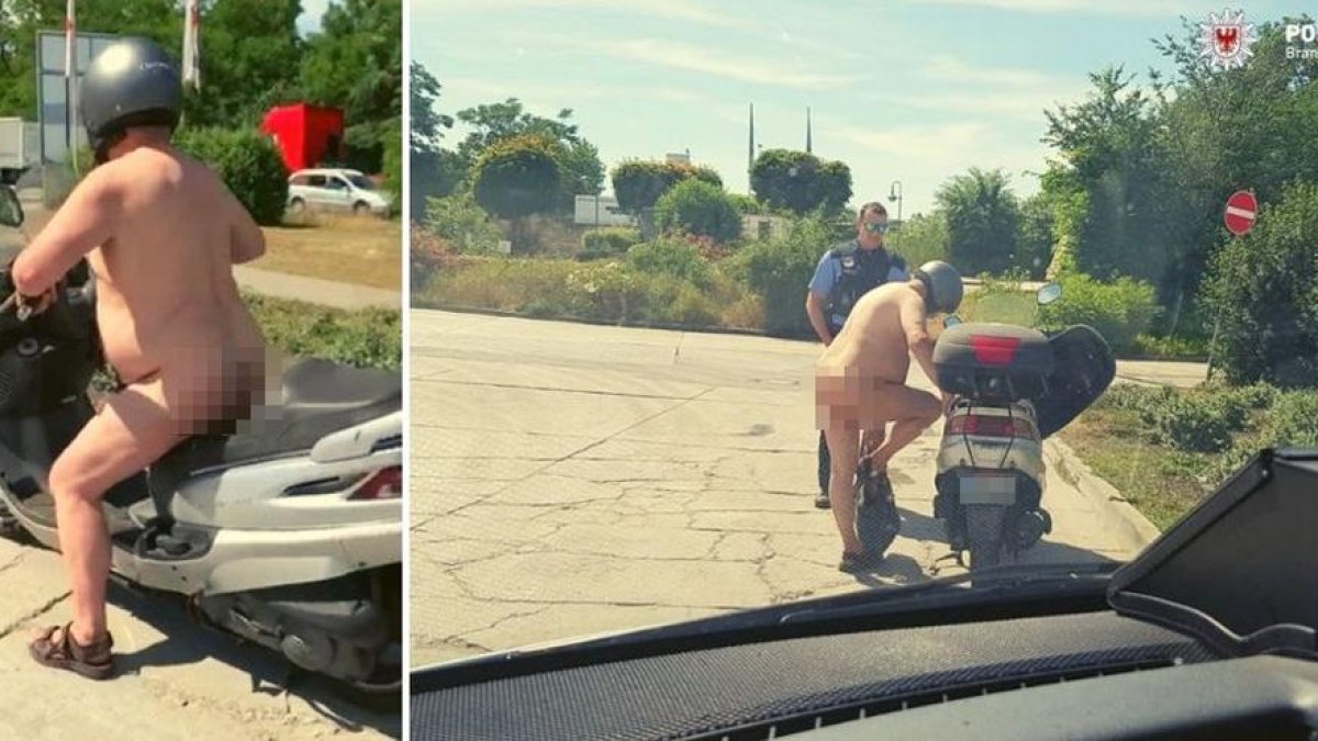 La policia l'atura perquè anava en moto despullat