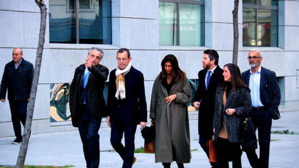 L'expresident del Barça Sandro Rosell arriba a l'Audiència Nacional l'endemà de quedar en llibertat, el 28 de febrer.
