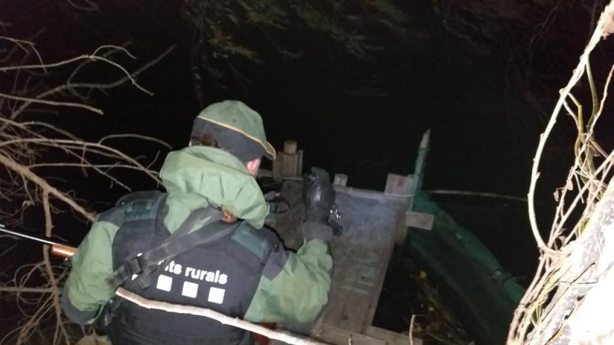 Los Agentes Rurales decomisan un bussó no autorizado de captura de angulas en Deltebre