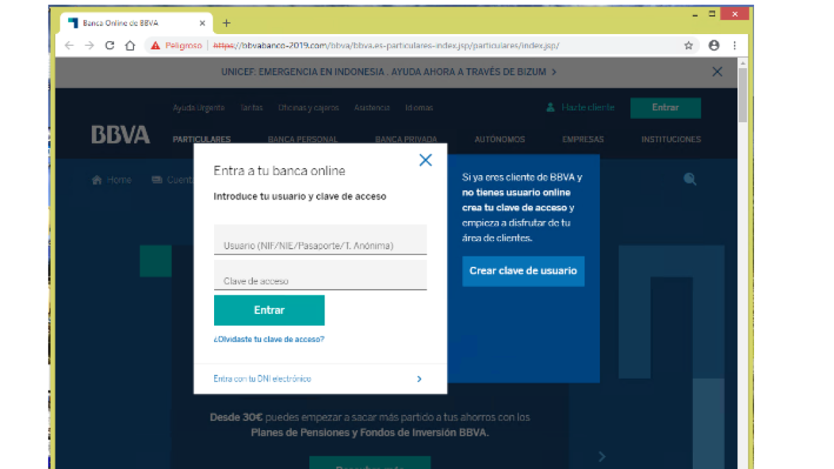 Alertan de una campaña que suplanta en el BBVA y pide las credenciales de seguridad