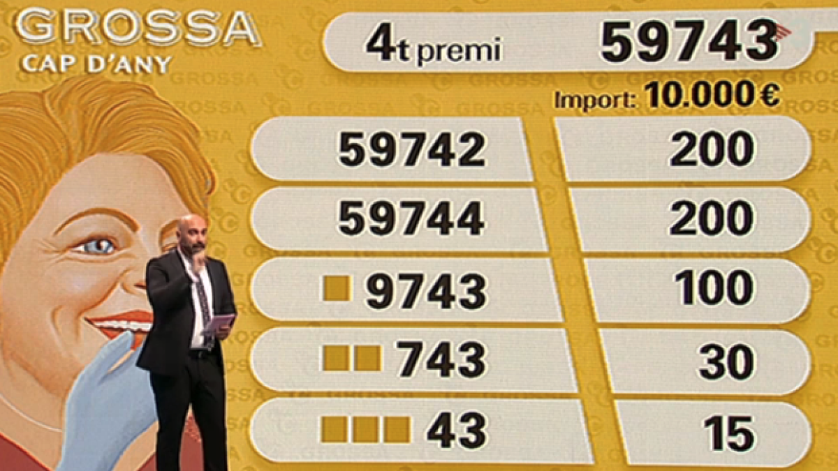 El 59743, l'altre quart premi de la Grossa de Cap d'Any, venut a Valls, Salou i Piera